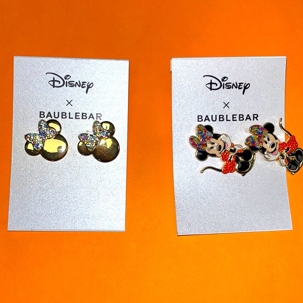 2 Pairs Disney Baublebar Minnie Mouse Earrings